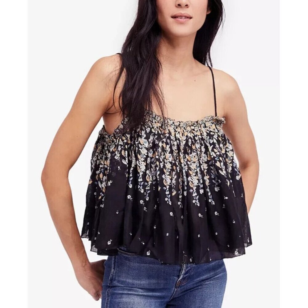 Intimately Free People Instant Crush Black Floral‎ Cami Tank Crop Boho Top Small - Picture 4 of 14